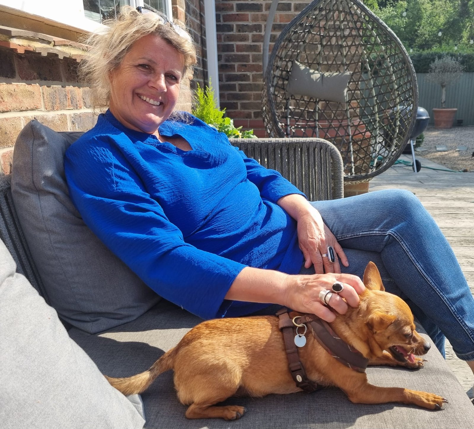 Louise caring for a dog at a client's home
